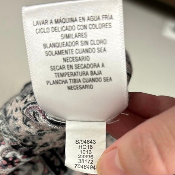 Style&Co Size Medium White Paisley Boho Bell Sleeve Round Neck Tunic Blouse Top - Picture 7 of 8